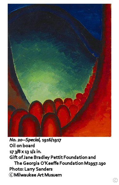No. 20 - Special, 1916/1917. Abstract oil painting with red and black land and white, reddish, and black sky.
