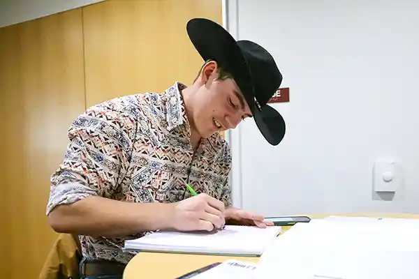 Student with Cowboy Hat