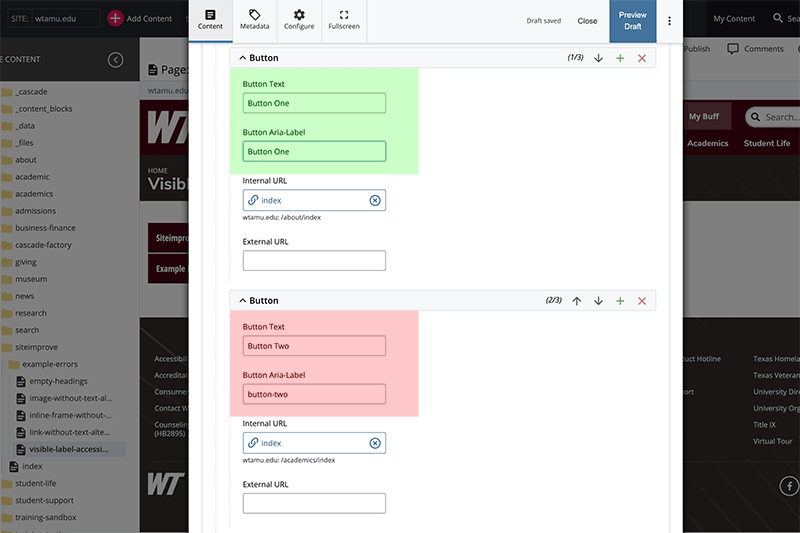 Button Text and Aria-Label