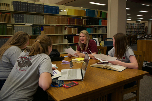 a female student writing