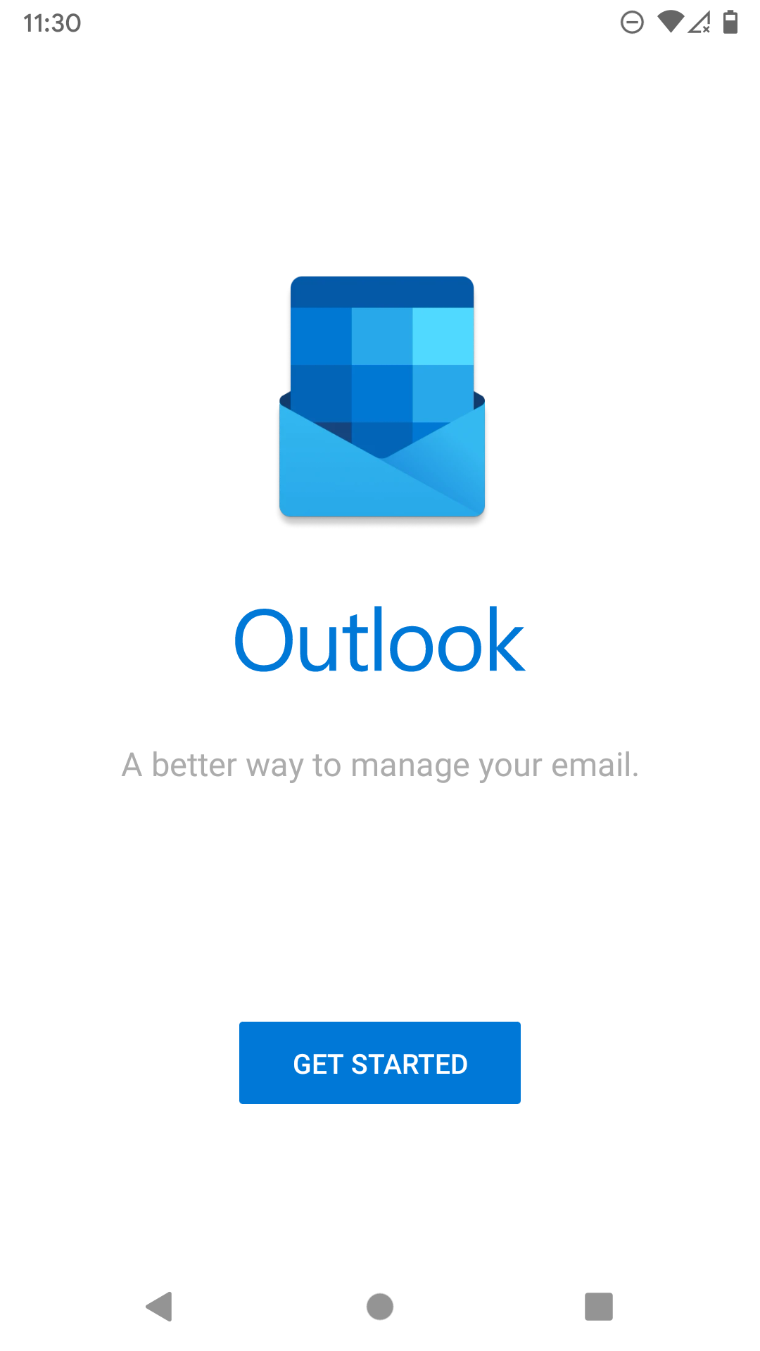 Tap on Get Started in outlook