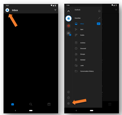 Launch the Outlook app in Android