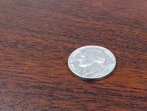 photo of a coin on a desk