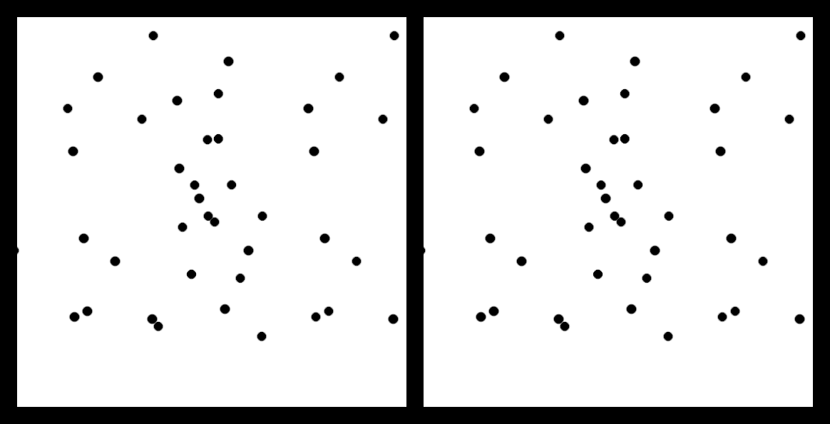 kinetic depth effect cue animation with dots of sideways human walking motion