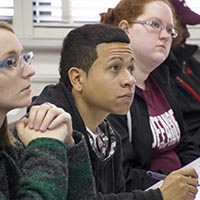 student in classroom